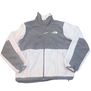 Women’s The North Face S Gray White Full Zip Jacket Zipped Pockets Long Sleeve